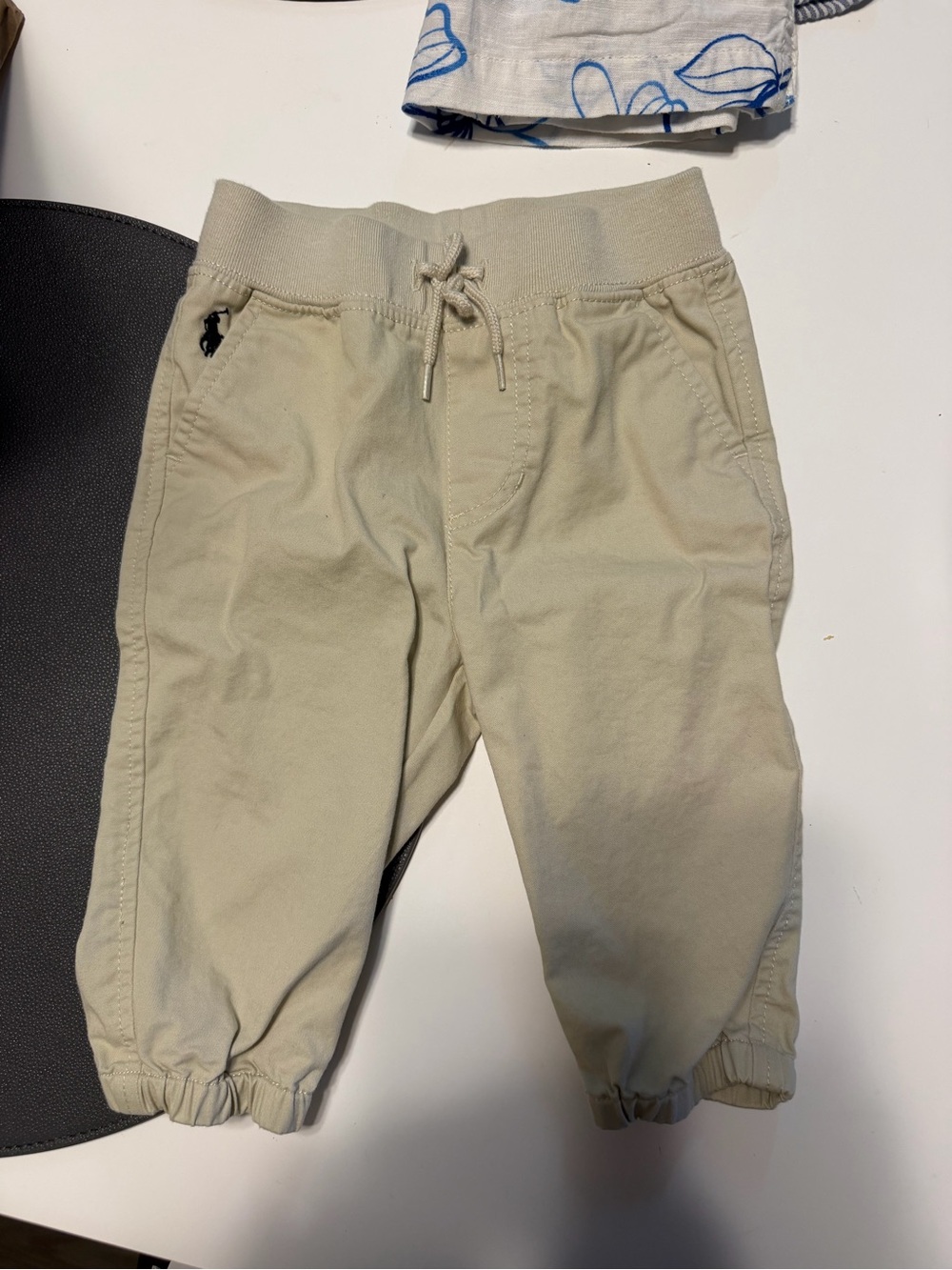 Baby Casual Drawstring Jogger Pants in Light Beige